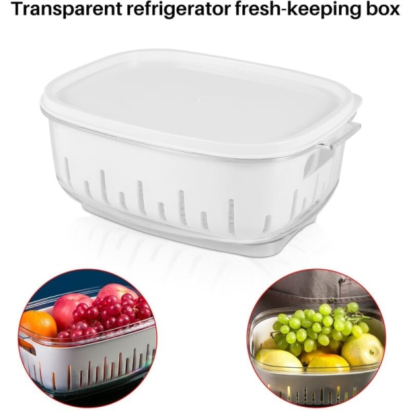 Hvid lille dobbeltlags køleskabsboks med låg drænkurv forseglet boks hjem grøntsag køleskab køkken