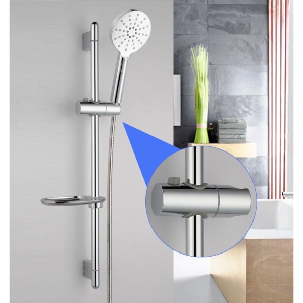 Bruseholder, 22MM Justerbar Diameter, Krom + ABS Design Håndbruserholder, Enkel Installation, Velegnet til Brusebar
