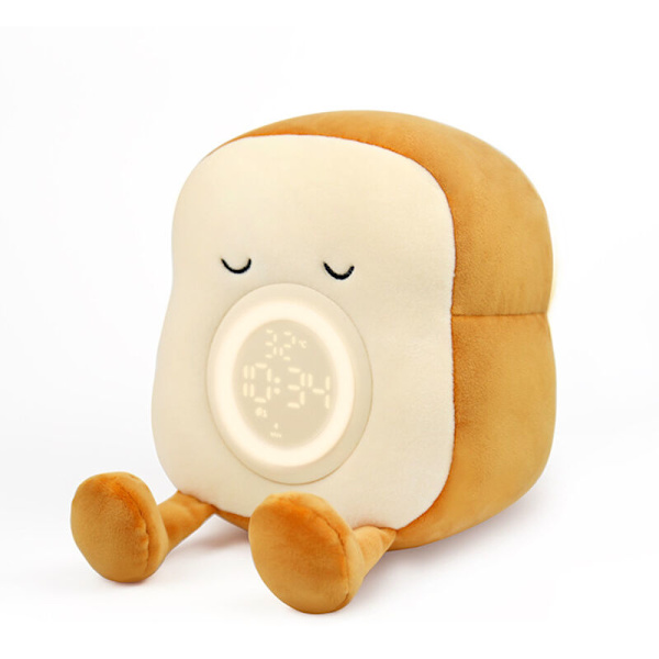 Plush Nattlampa, Rolig Fylld Toast Söta Fyllda Djur Väckarklocka Sovrum, Ljus Flicka Present Sängbord