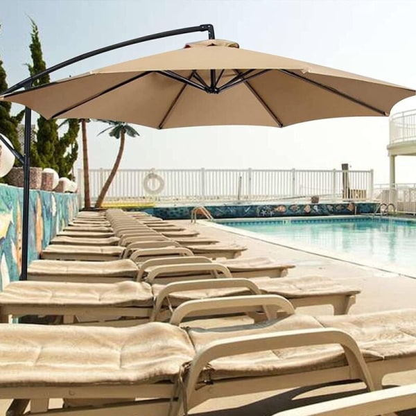 Parasol-erstatningsbetræk, 8 ribber, 3 m, vandtæt, anti-UV, erstatningsstof, sort