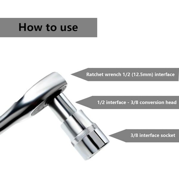 4 stk. Ratchet Adapter Adapter Sæt Stik Adapter Ratchet 1/2\" til 3/8\",3/8\" til 1/2\",1/4\" til 3/8\",3/8\" til 1/4 \"Reducerende Adaptere til Stikdåser og Bits