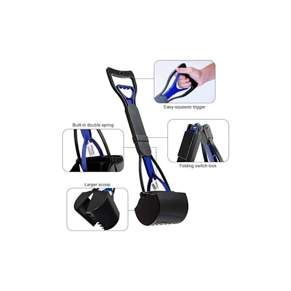 Pet Poop Scooper 60cm Foldbar Lang Skaft Pet Poop Scooper til Udendørs Indendørs