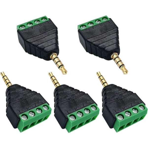 4-pols 3,5 mm skrueterminal 3,5 mm (1/8) stereo TRRS lyd hann til AV 4-pin hunn skrueterminal dobbeltspor hodetelefon balun loddefri konverter annonse