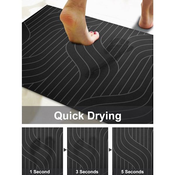 Badrumsmattor Superabsorberande Halksäker Badmatta 16\" x 24\" Diatoméjord Badmatta Badrumsmatta Badkar Snabbtorkande Gummiskydd