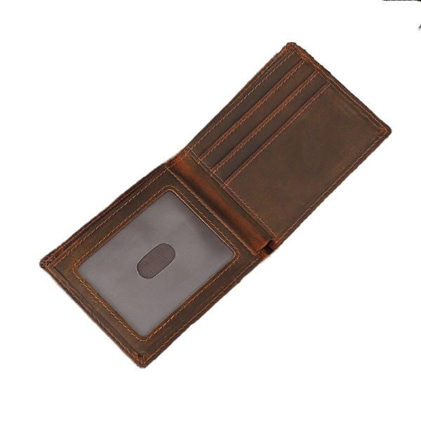 Herre lommebok horisontal kort bag lommebok første lag okseskinn herre veske (1 stk)