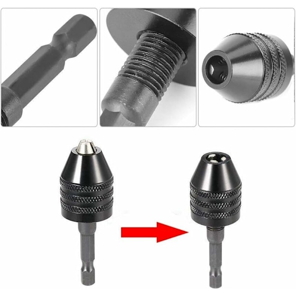 Nyckelfri Borrchuck Konverteringsverktyg 0,3-8mm Snabbväxling Skruvmejsel Adapter Konverterare med 1/4 Tums Hexskaft