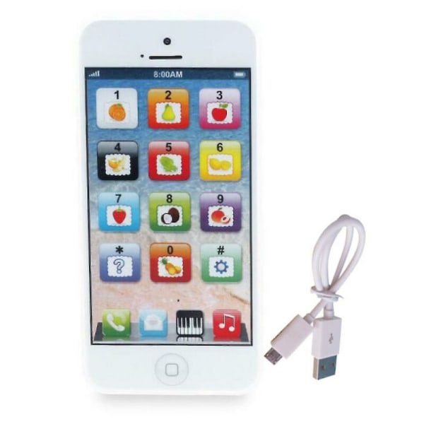 Puhelin Kids Oppimislelu Play Kännykkä Valkoinen Ladattava USB