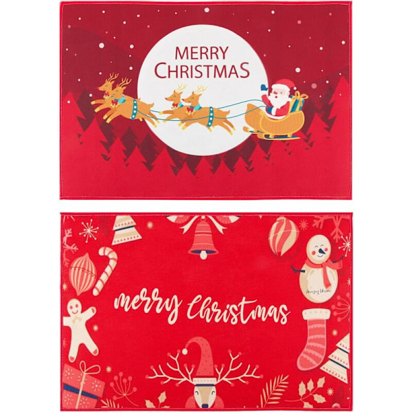2 st Dörrmatta Jul Dörrmatta Röd Golvmatta Design God Jul Tomtens Släde Dekoration Inomhus Utomhus Hem Sovrum för Badrum Köks Li
