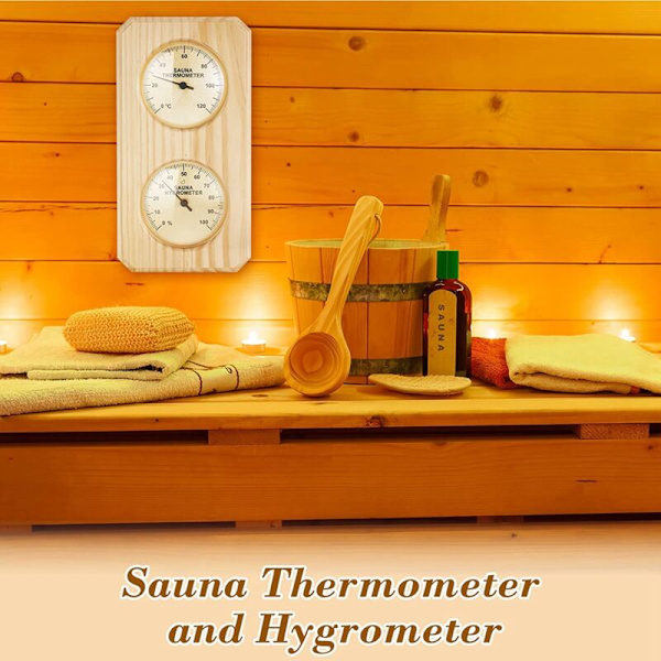 Træ Sauna Termometer og Hygrometer 2 i 1 Fugtighed Temperatur Måling til Familie Hotel Sauna Rum