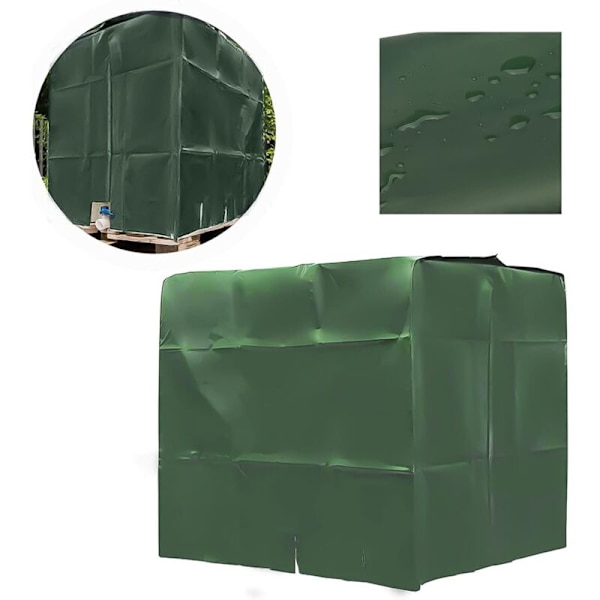 Vattentankskydd, IBC-tankskydd för 1000L tank, Vattentanksbehållare skyddande överdrag, Damm-UV-Regnskydd, 120x100x116cm (Grön)