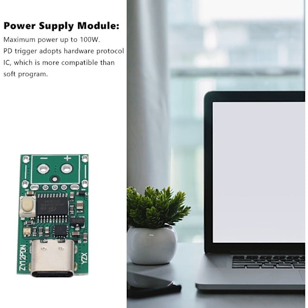 USB-C PD2.0 / 3.0 til DC Konverter Strømmodul Decoy Hurtig Opladning Udløser Afspørgning Afspørgningsdetektor Tester (Zy12Pdn)