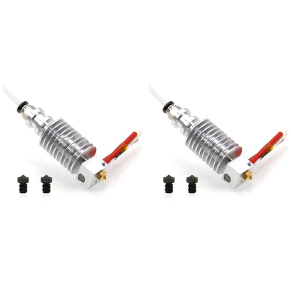 2X för I3 Hotend 12V med 2 st Härdat Stål 0,4 mm Munstycken V6 Extruder 3D-utskrift