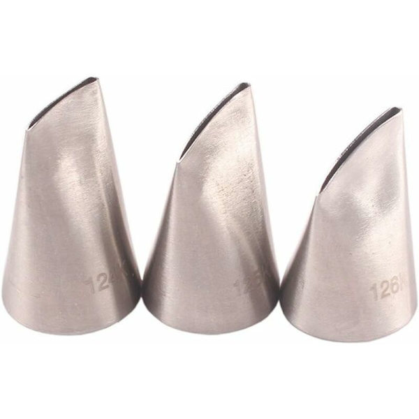 3 stk Rose Pastry Nozzle, Rustfritt Stål Blomsterblad Nozzle for Kakedekorasjon-