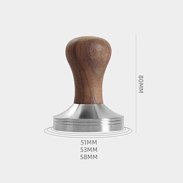 51MM Coffee Tamper 304 Stainless Steel Wooden Handle Flat Pressure Press Hammer Barista Tools Coffee Powder Hammer