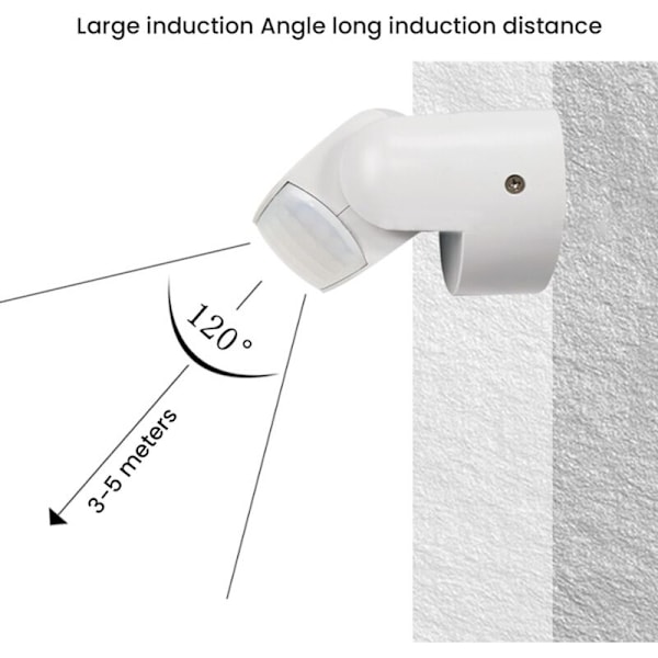 IP65 Vandtæt Infrarød Dobbelt Sensor Bevægelsessensor AC 220V-240V Automatisk PIR Bevægelsesdetektor 120° Sort