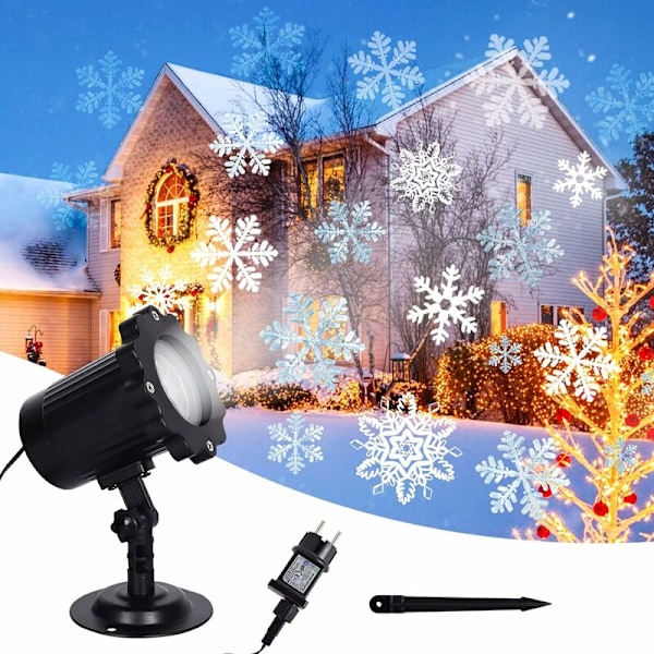 Snøflagg-projektor, Jule-LED-projektorlampe, Snøfall-projektorlampe, Utendørs og innendørs juleprojektorlys for hage, bryllup, fest