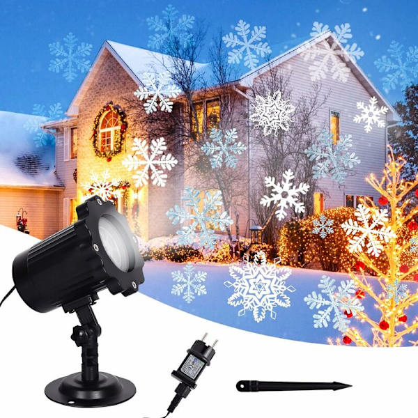 Snöflingeprojektor, Jul-LED-projektorlampa, Snöfallsprojektionslampa, Utomhus- och inomhusjulprojektorlampor för trädgård, bröllop, fest