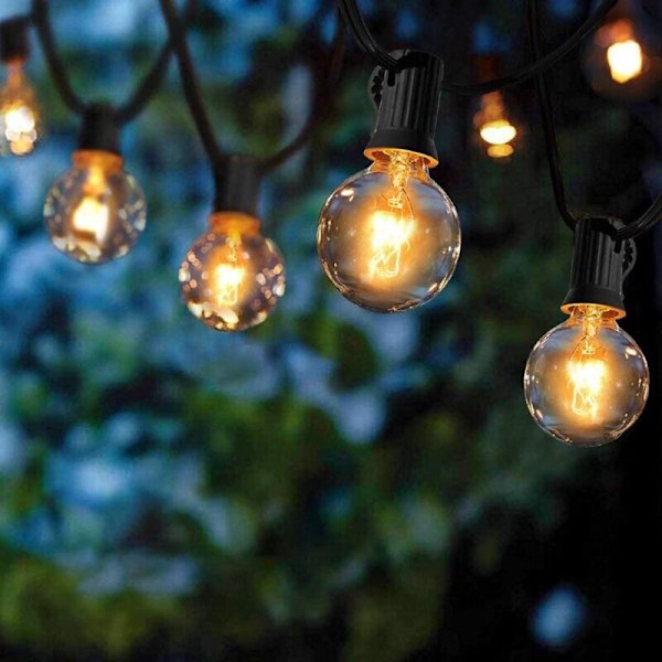 Dekorativa ljusslingor för inom- och utomhusbruk, 25 G40 Glödlampor Vattentäta Fairy Lights 7.62M Varmvit Dekoration för Patio, Café, Trädgård, Fest, Jul
