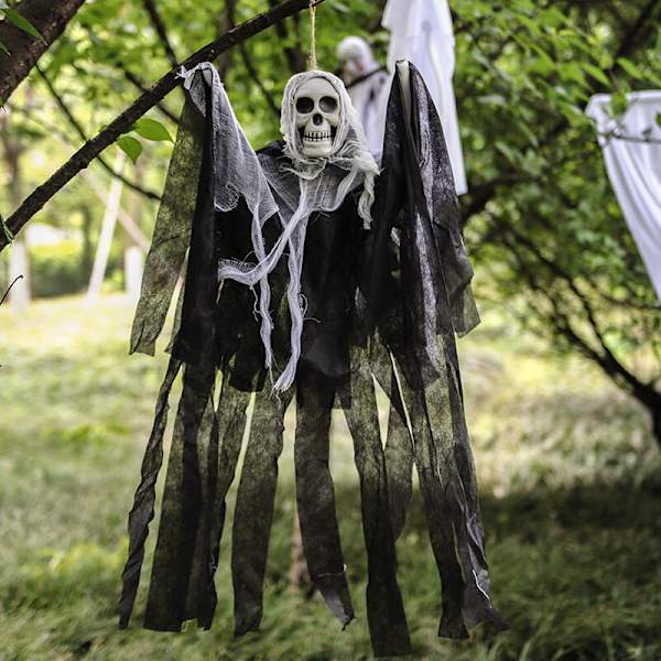 Halloween-koriste, kiero luuranko, riippuva, kummitteleva huone, pakopeli, järjestely
