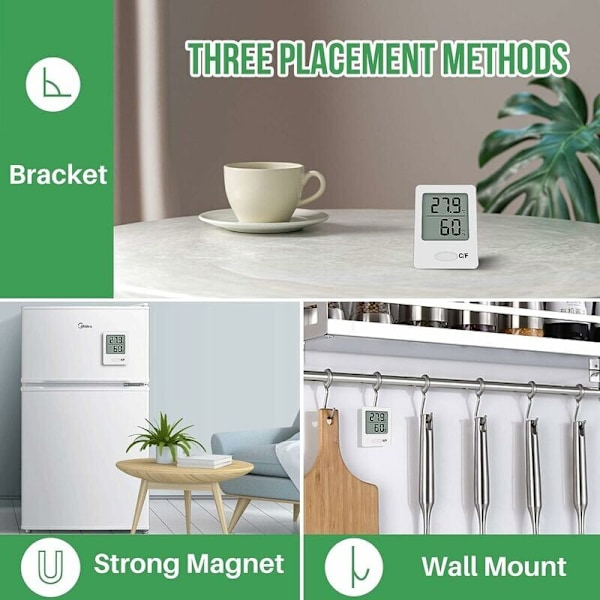Digital Inomhus Hygrometer Termometer - Hög Precision - Bärbar (Vit) - Set om 2