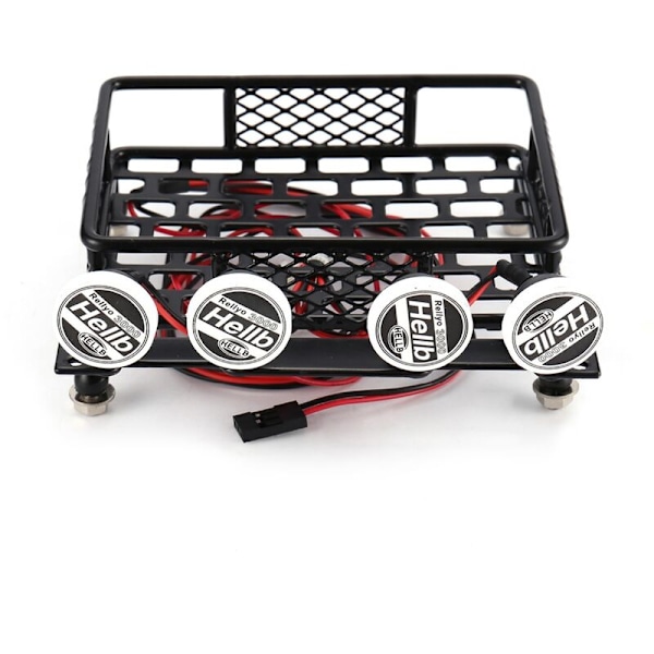 Metallbagasjebærer 115 x 107 mm med spotlights for CC01 CR01 D90 Axial SCX10 1/10 RC Crawler Car