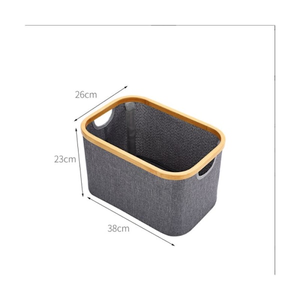 Foldbar Opbevaringskurv med Bambusramme - Stoff Opbevaringsboks - Tøjopbevaring - Opbevaring til Garderobe, Køkken, Soveværelse, Stue - 38 x 26 x 2