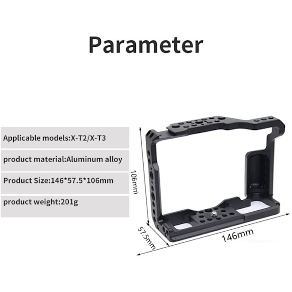 Kamerabur for Kamera -2 -3 Aluminium Legering Utvidet Beskyttelsesramme Vertikal SLR