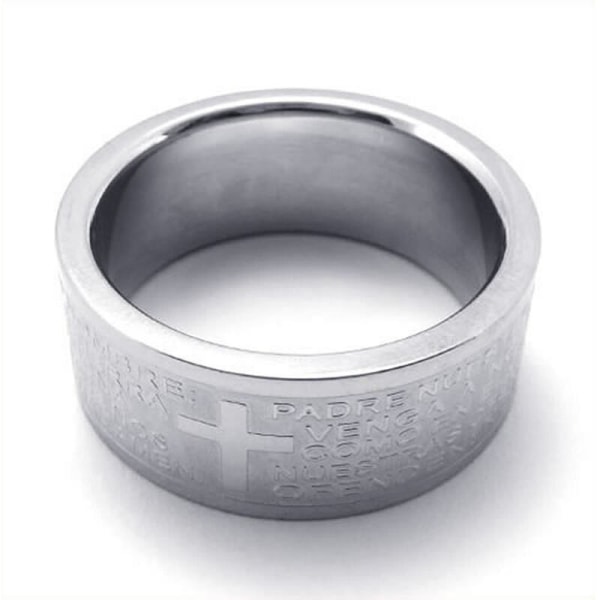 Rostfritt stål kors bibelring Fashionable rostfritt stål ring för bön kors ring för kvinnor - Silver - . 59