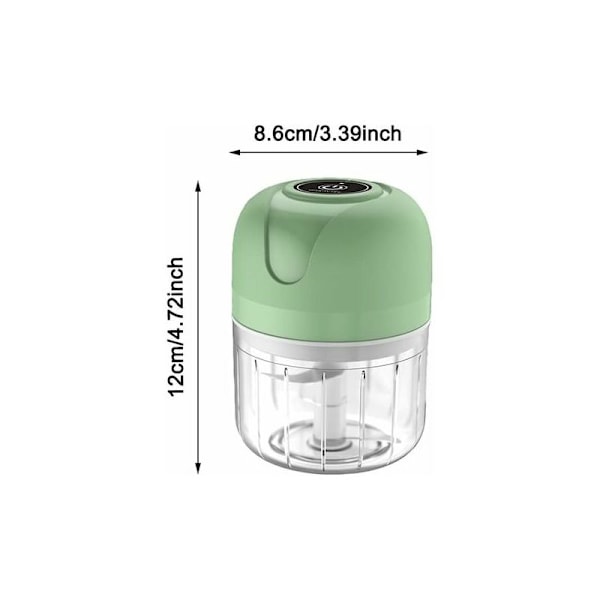 -Elektrisk Kødhakker, Mini elektrisk hakkemaskine, 250 ml, elektrisk køkkenhakker med USB-oplader, løghakker med 3 knive