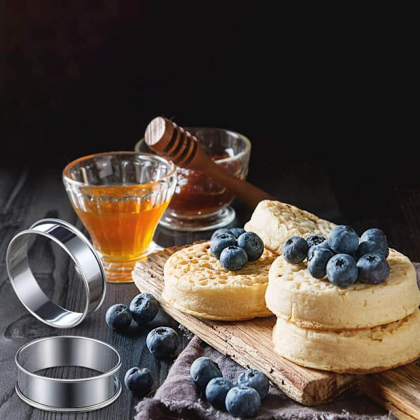 6 stk. Muffinringe Dobbelt rullet ring Rustfrit stål Muffinringe Metal Rund ringform til madlavning