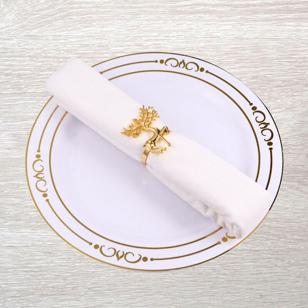 Juledekorationer Holdbare Guld Servietring Delikat Hjorte Servietring Holder til Restaurant Julefest Middag