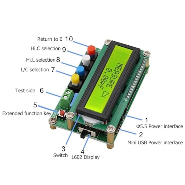 Digital kondensator induktans kapacitans L/C mätare LCD kapacitans mätare testare Mini USB-gränssnitt med USB-kabel
