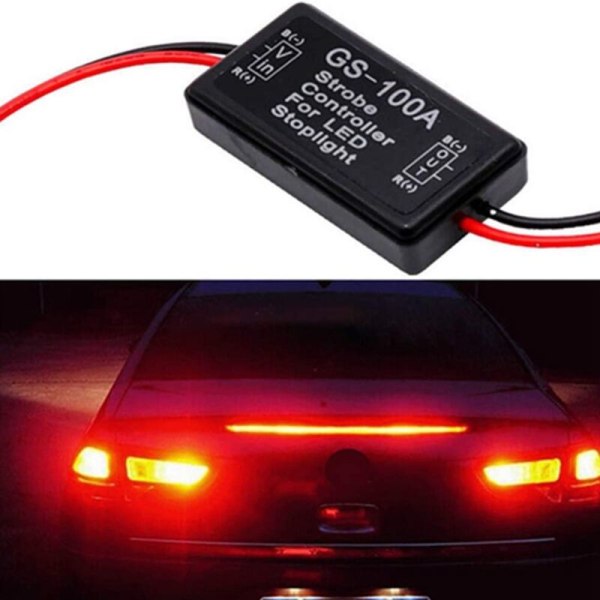 GS-100A Bromsljus Blinkers Modul, DC 12-24V 2A 24W Hög Broms Controller Bakljus Säkerhets Prompt Controller 4 st