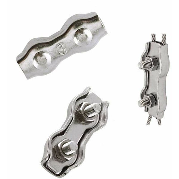 Kabelband, 3mm stål kabelband 12 stycken Duplex kabelband kabelklämma 304 rostfritt stål kabelklämma, kabelgrepp för 2mm vajer kabelklämma klädstreck