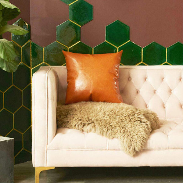 Set med 2 pynteputer i kunstskinn - brune moderne putetrekk kun for sofa seng hjemmeinnredning 18 x 18 tommer putetrekk 2-pakning