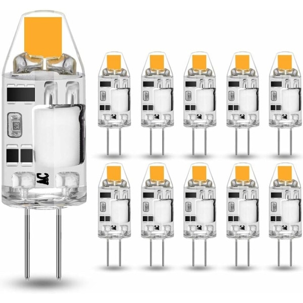 10-pack G4 2W LED-lampor - Ersätter 20W halogenlampor - Varmvitt 3000K - 200lm - 12V AC/DC G4 - Flimmerfri - Dimbar [Energiklass F]