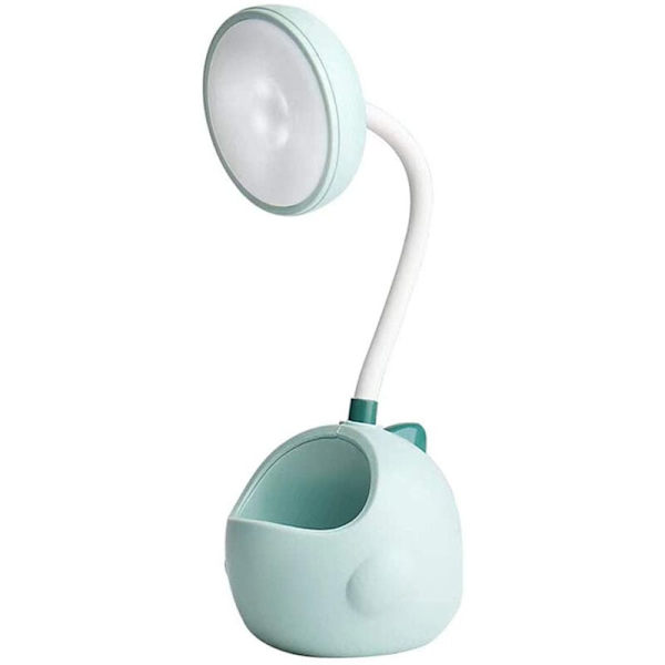 Skrivbordslampa, söt dinosauriebordslampa med USB-laddningsport och hållare, sängbordslampa för läslampa, grön