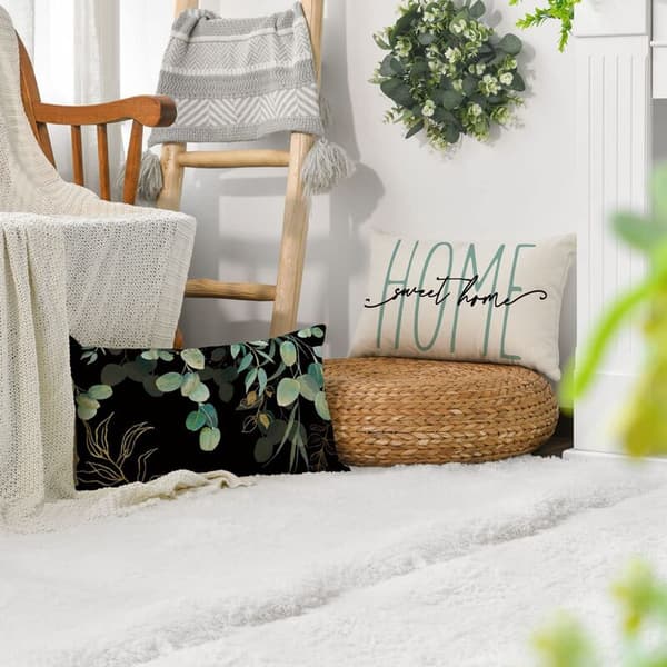 12X20 Kuddöverdrag Set om 4 Gård Eucalyptus Blad Kuddfodral Dekorationer för Soffa