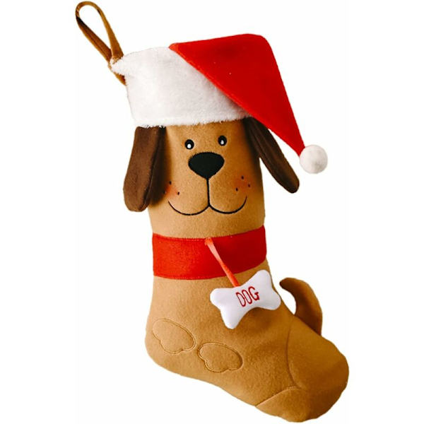 Julstrumpa för hund, julstrumpa, julstrumpa, julstrumpa, julstrumpa, klassiska julstrumpor för juldekorationer (gul)-