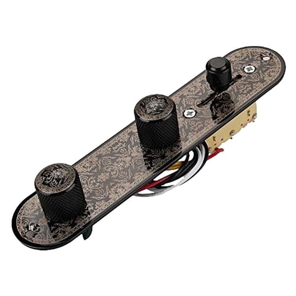 Guitar kontrolplade med 3-vejs switch til sort guitar