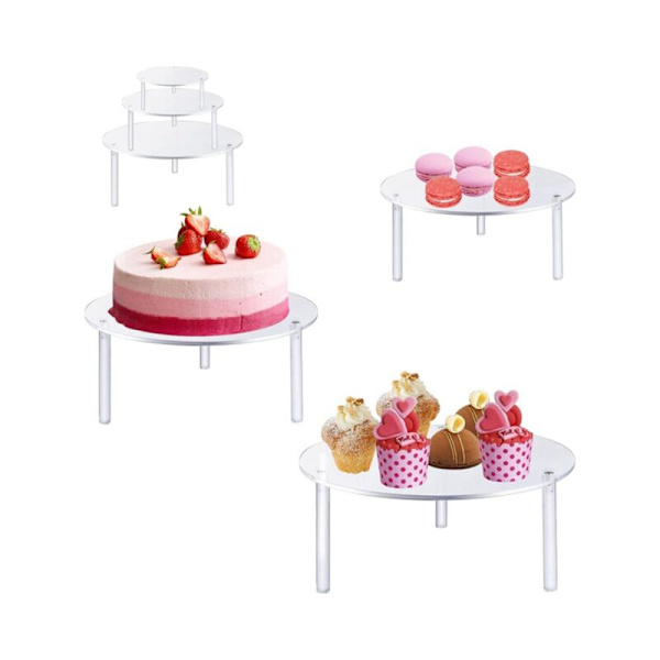 3-pack Klar Akryl Tårta Stativ, Muffinhållare, Bänkskiva Dessert Display för Bageri, Födelsedag Bröllop