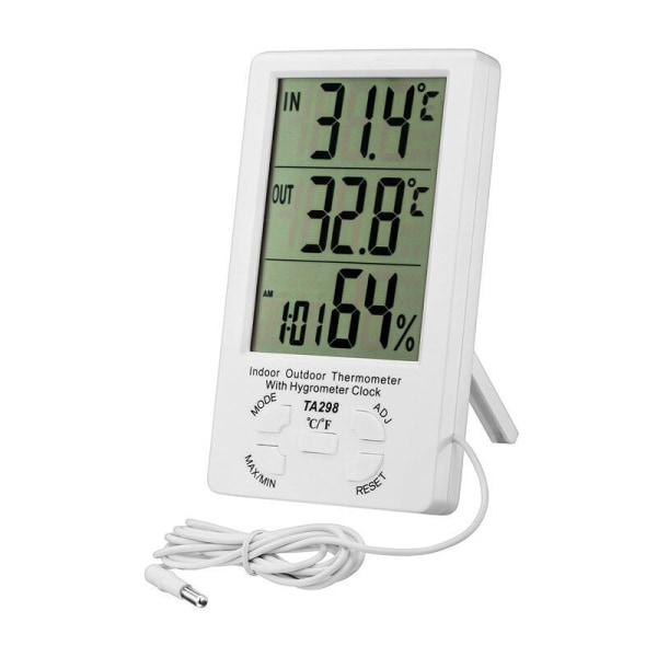 Digitalt termometer hygrometer, LCD digitalt termometer med sonde, innendørs og utendørs hygrometer, temperatur fuktighetsmåler, tester sensor for F