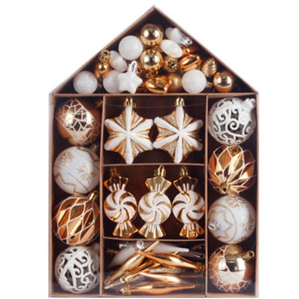 73-dels julgranskulor-set, juldekoration för träd, målade julgranskulor-presentpaket
