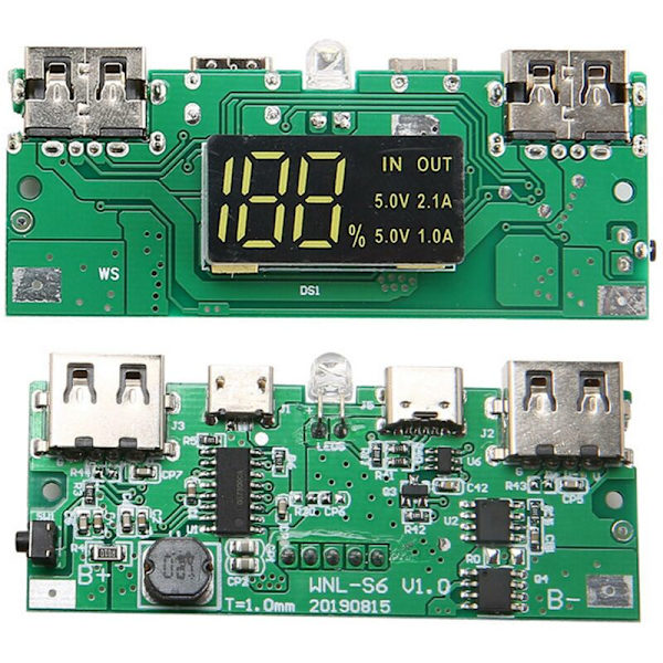 18650 Batteri Power Bank Box 5V 2.1A LCD Display 20000MAh Power Board för 6X18650 Batteri DIY Powerbank Case (Svart)