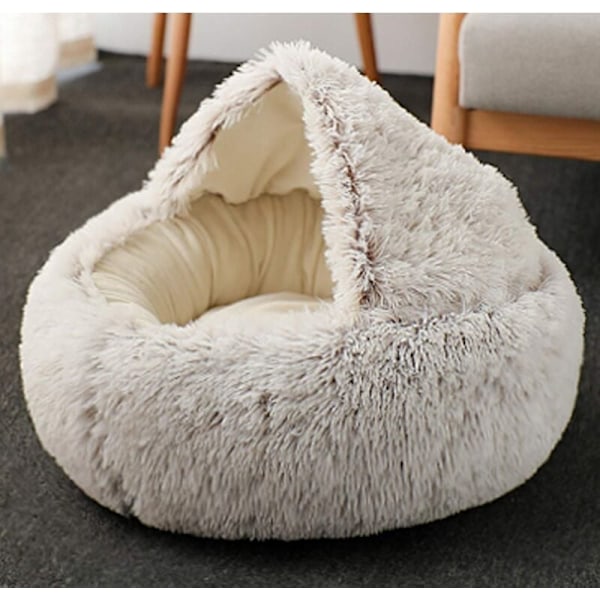Fluffy Cat Basket Anti Stress Extra Pehmeä Rentouttava Koiranpeti XL So فا Comfortable Washable Home, Cushion, Non-Slip (50cm, Brown),