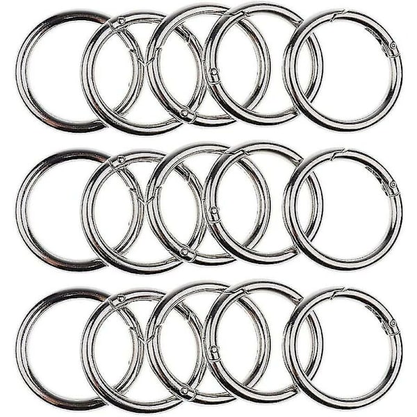 Taske Karabinhage Ring, 30stk Runde Karabinhage Ring, Fjeder Spænde 20mm Mini Runde Karabinhage Nøglering Klips Kompatibel med Håndværk og Taske Tilbehør