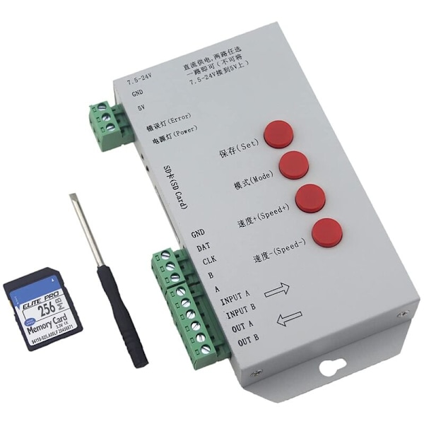 T1000S DMX 512 RGB LED-remsremsa Pixel-styrenhet SD-kort WS2812B WS2811 6803 SK6812