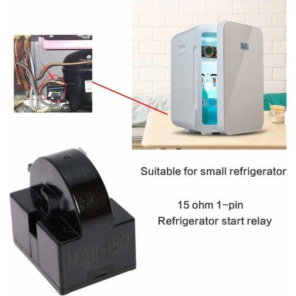 2 stk. Kjøleskap Startrelé 15 ohm 1 Pin PTC Startrelé Reservedeler Fryser Kompressor Motstand