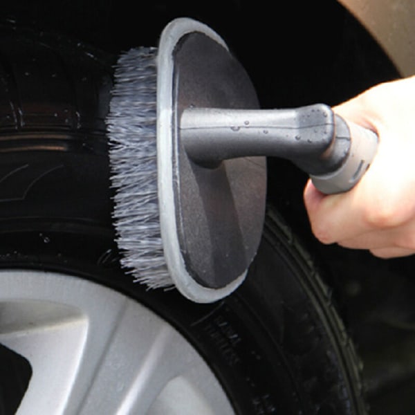 Bil T-formet dækbørste, kort håndtag buet dækbørste, rengøringsbørste, dækbørste til bilvaskværktøj