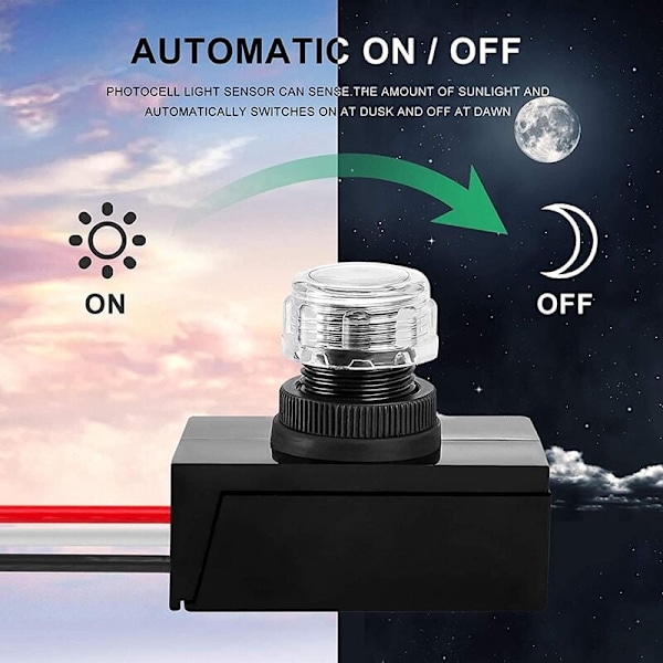Automatisk fotoelektrisk sensor fra skumring til daggry, egnet til de fleste udendørs hardwired-lamper